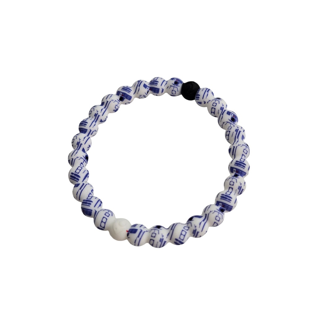 Lokai Unisex Star Wars R2-D2 Beaded Silicone Bracelet White Blue Size XL